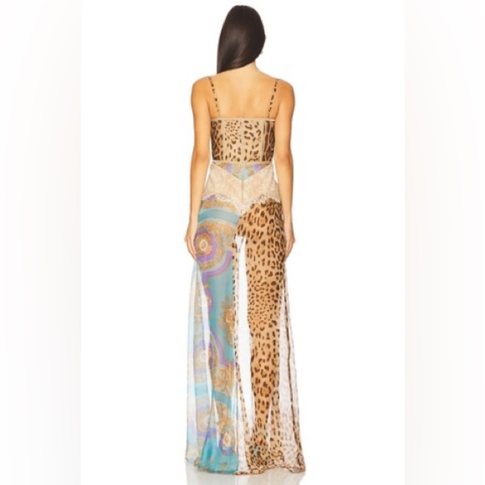 NWT Chiffon Splicing Lace Split Leopard Print Max… - image 5